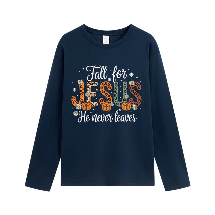 Christianartworkshop „Fall For Jesus He Never Leaves“-T-Shirt mit Grafikprint und langen Ärmeln - Marine - 4XL - image 11