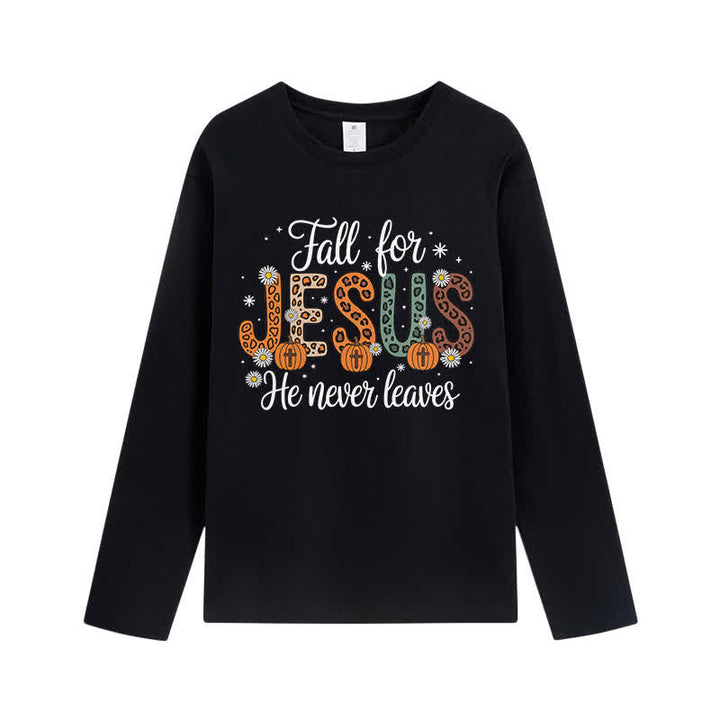 Christianartworkshop „Fall For Jesus He Never Leaves“-T-Shirt mit Grafikprint und langen Ärmeln - Schwarz - 4XL - image 3