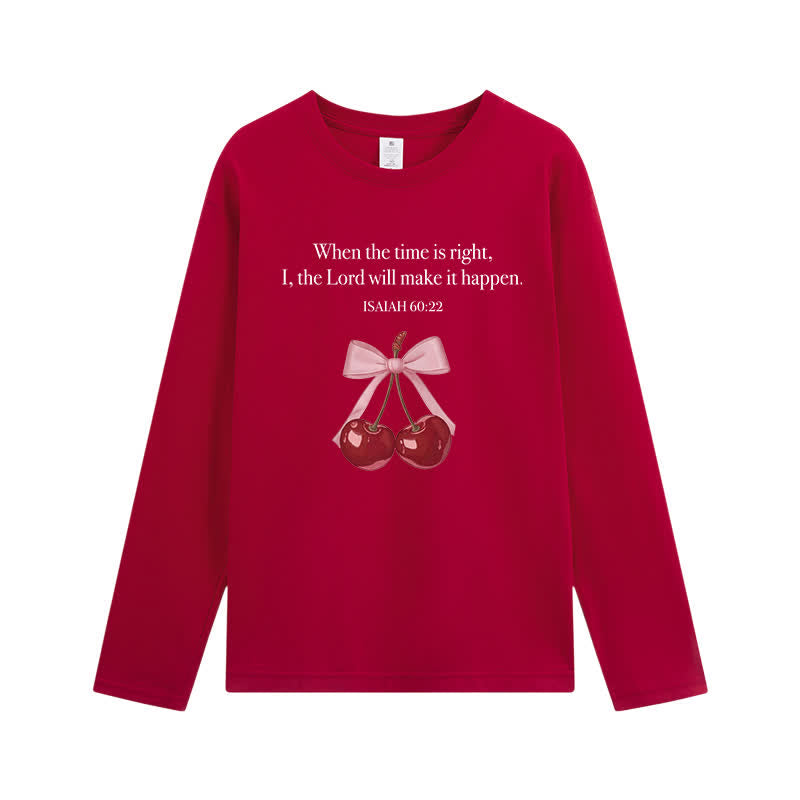 Christianartworkshop Jesaja 60,22 Kirsch-Schleifen-Grafik Langarm-T-Shirt - Wein - 4XL - image 6
