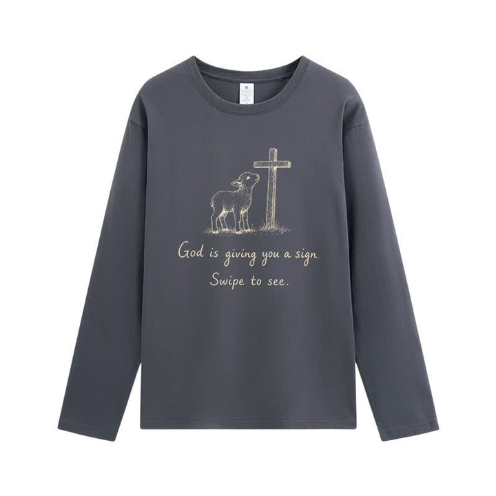 Christianartworkshop Gott gibt dir ein Zeichen Langarm-T-Shirt - Grau - 4XL - image 9