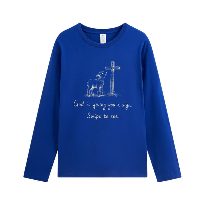 Christianartworkshop Gott gibt dir ein Zeichen Langarm-T-Shirt - Königsblau - 4XL - image 10