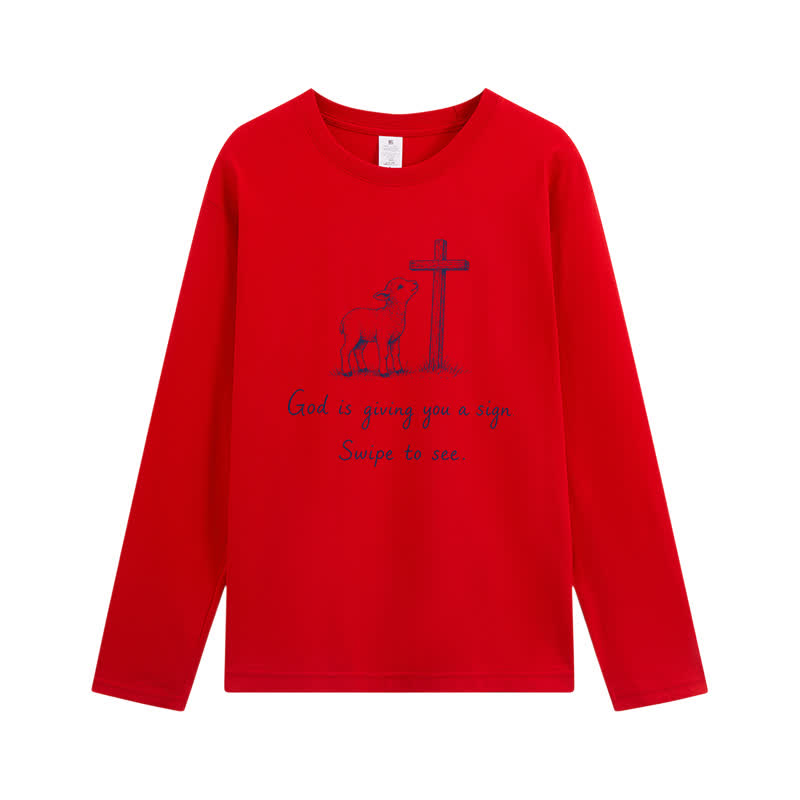 Christianartworkshop Gott gibt dir ein Zeichen Langarm-T-Shirt - Rot - 4XL - image 8