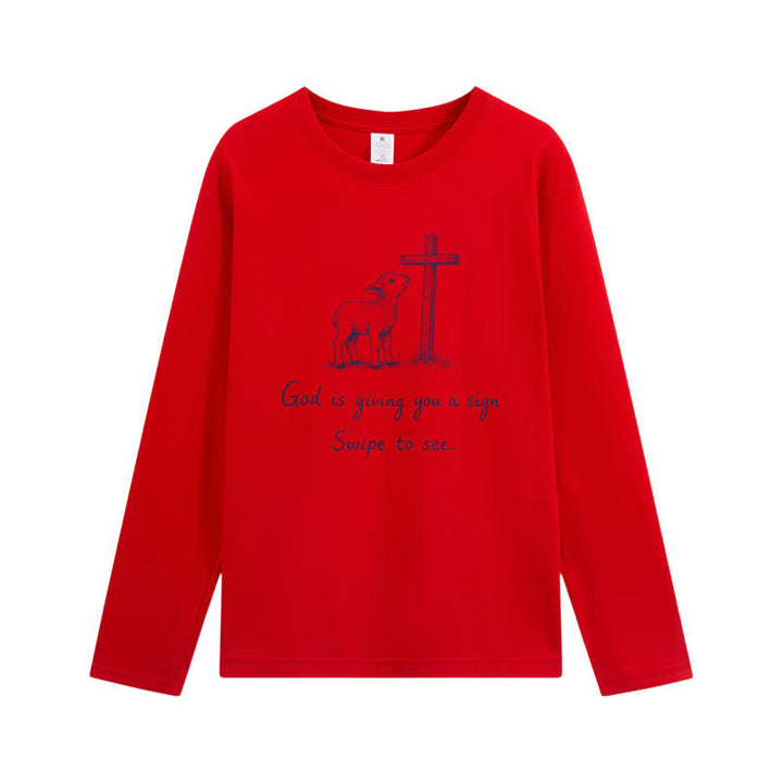 Christianartworkshop Gott gibt dir ein Zeichen Langarm-T-Shirt - Rot - 4XL - image 8