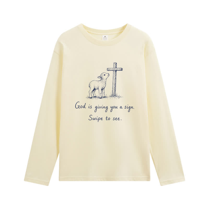 Christianartworkshop Gott gibt dir ein Zeichen Langarm-T-Shirt - Beige - 4XL - image 3