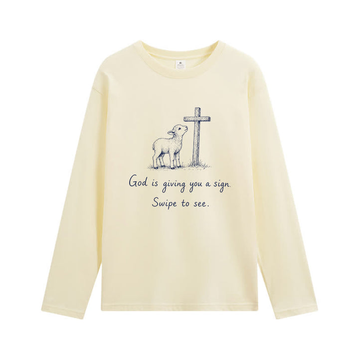 Christianartworkshop Gott gibt dir ein Zeichen Langarm-T-Shirt - Beige - 4XL - image 3