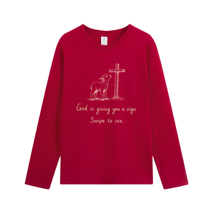 Christianartworkshop Gott gibt dir ein Zeichen Langarm-T-Shirt - Wein - 4XL - image 5