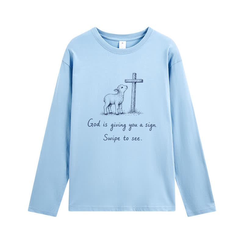 Christianartworkshop Gott gibt dir ein Zeichen Langarm-T-Shirt - Himmelblau - 4XL - image 0