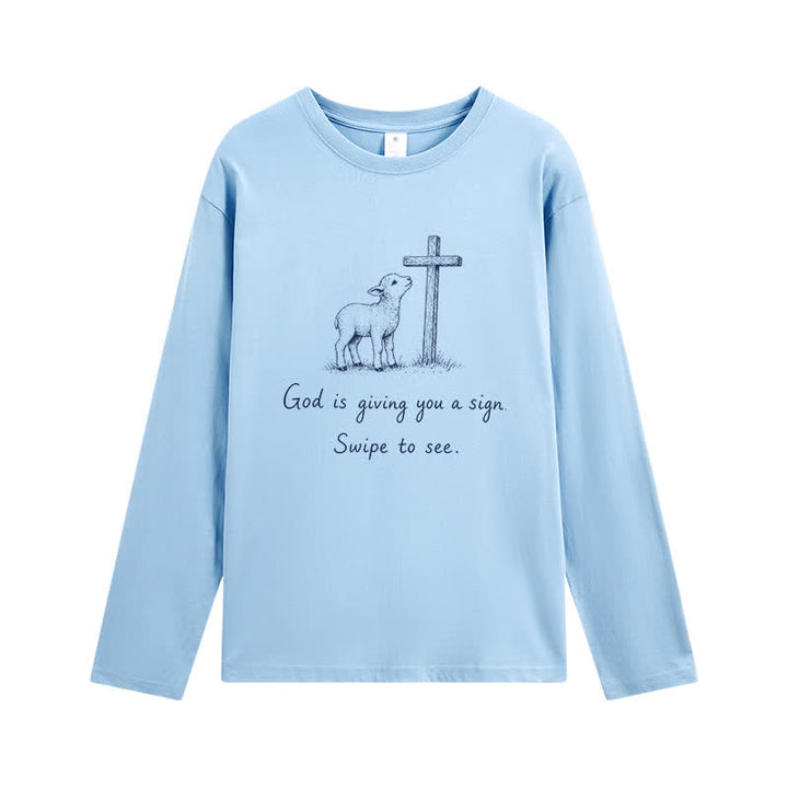 Christianartworkshop Gott gibt dir ein Zeichen Langarm-T-Shirt - Himmelblau - 4XL - image 0