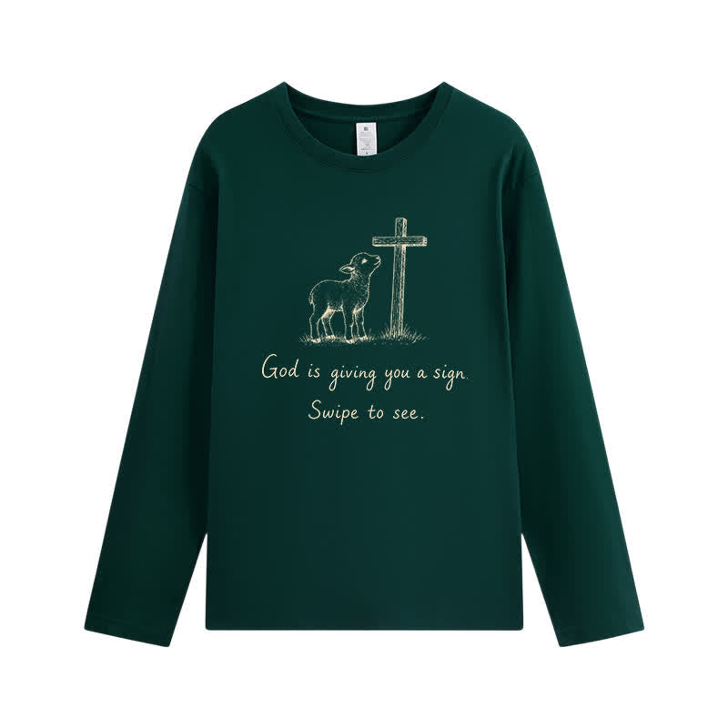 Christianartworkshop Gott gibt dir ein Zeichen Langarm-T-Shirt - Dunkelgrün - 4XL - image 7