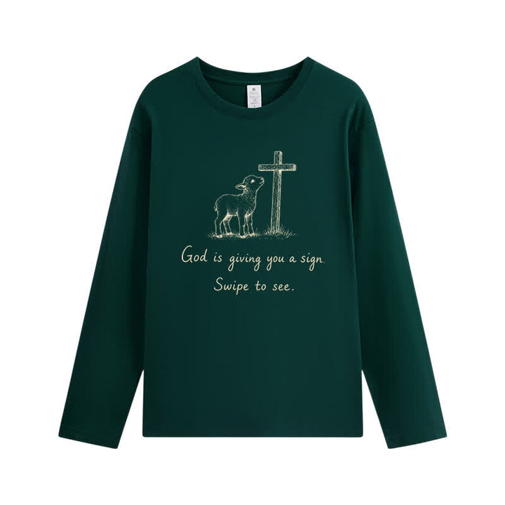 Christianartworkshop Gott gibt dir ein Zeichen Langarm-T-Shirt - Dunkelgrün - 4XL - image 7