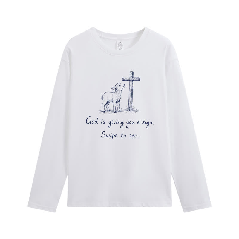 Christianartworkshop Gott gibt dir ein Zeichen Langarm-T-Shirt - Weiß - 4XL - image 1