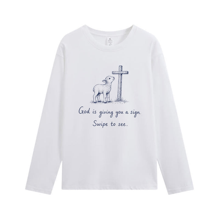 Christianartworkshop Gott gibt dir ein Zeichen Langarm-T-Shirt - Weiß - 4XL - image 1