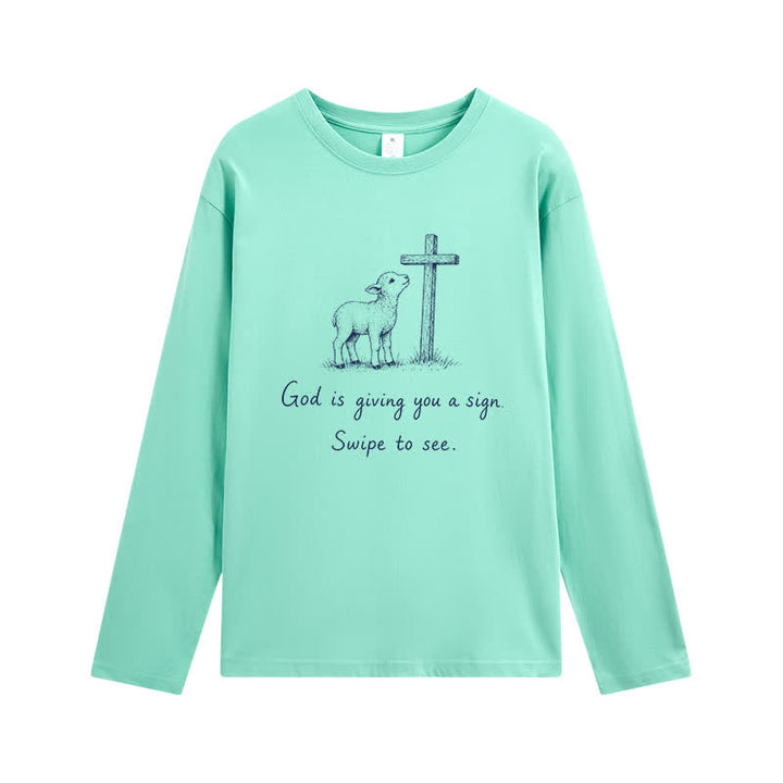 Christianartworkshop Gott gibt dir ein Zeichen Langarm-T-Shirt - Minze - 4XL - image 11