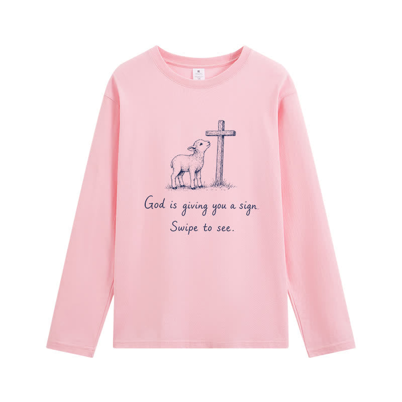 Christianartworkshop Gott gibt dir ein Zeichen Langarm-T-Shirt - Rosa - 4XL - image 6