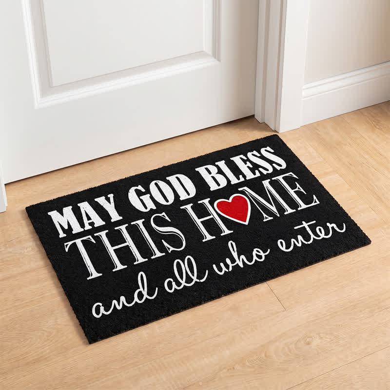 Christianartworkshop Fußmatte aus künstlichem Kokosfasermaterial mit gemischter Schriftart und Herzmotiv. - image 1
