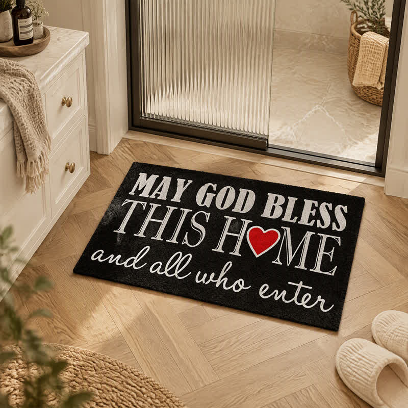 Christianartworkshop Fußmatte aus künstlichem Kokosfasermaterial mit gemischter Schriftart und Herzmotiv. - image 2