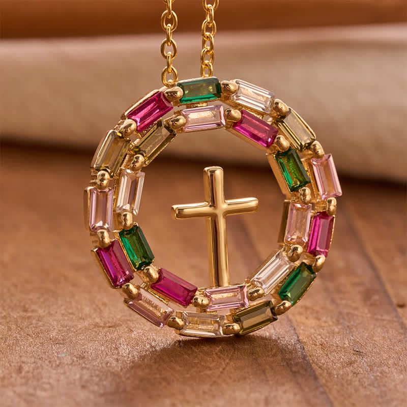Christianartworkshop Halskette aus Kupfer mit Edelsteinkranz und Kreuz: Symbol zeitloser himmlischer Gnade - image 4