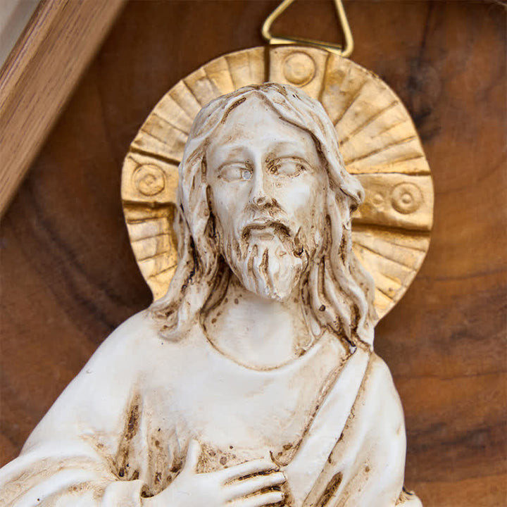 Christianartworkshop Antikes, geschnitztes Weihwasserbecken mit Jesus und Engeln: Symbol sanfter himmlischer Führung - image 3