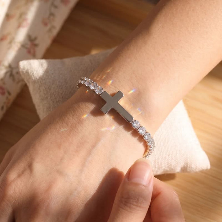 Christianartworkshop Elegantes Edelstahl-Kreuz-Tennisarmband: Symbol stiller, himmlischer Stärke - Silber - image 3