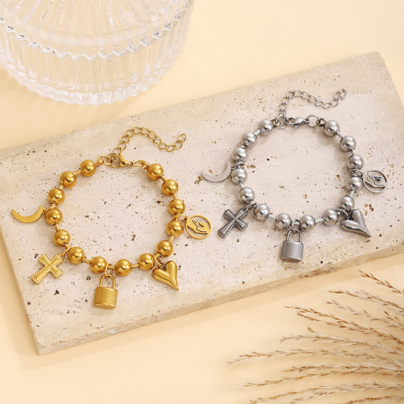 Christianartworkshop Mehrreihiges Perlenkreuz-Armband: Zeichen zärtlicher himmlischer Hingabe - image 1
