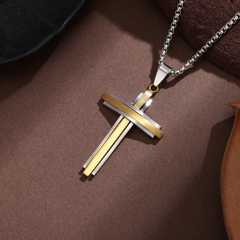 Christianartworkshop Gestapelte Kreuzkette: Symbol unfehlbarer göttlicher Schutz - Gold & Silber - image 3