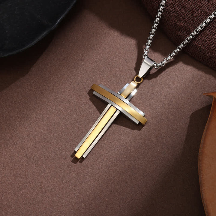 Christianartworkshop Gestapelte Kreuzkette: Symbol unfehlbarer göttlicher Schutz - Gold & Silber - image 3