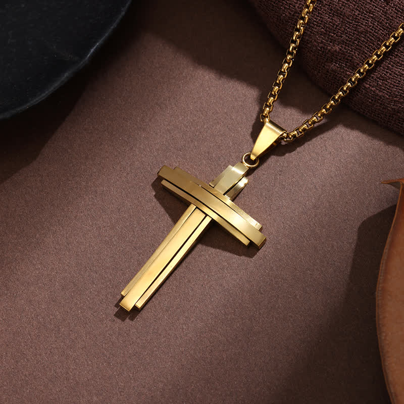 Christianartworkshop Gestapelte Kreuzkette: Symbol unfehlbarer göttlicher Schutz - Golden - image 4
