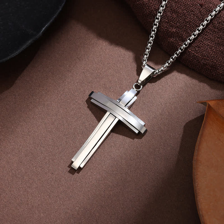 Christianartworkshop Gestapelte Kreuzkette: Symbol unfehlbarer göttlicher Schutz - Silber - image 1