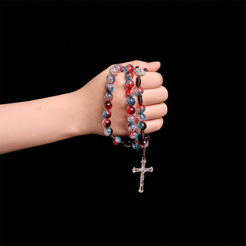 Christianartworkshop Weihnachtlicher, durchscheinender Rosenkranz aus Knisterperlen - image 1