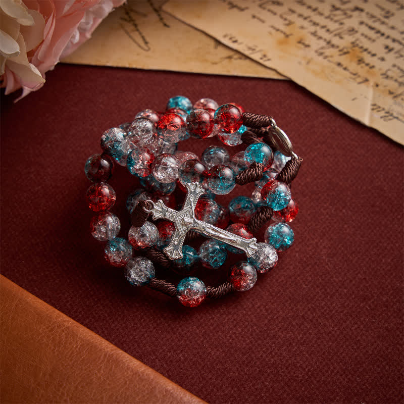 Christianartworkshop Weihnachtlicher, durchscheinender Rosenkranz aus Knisterperlen - image 6