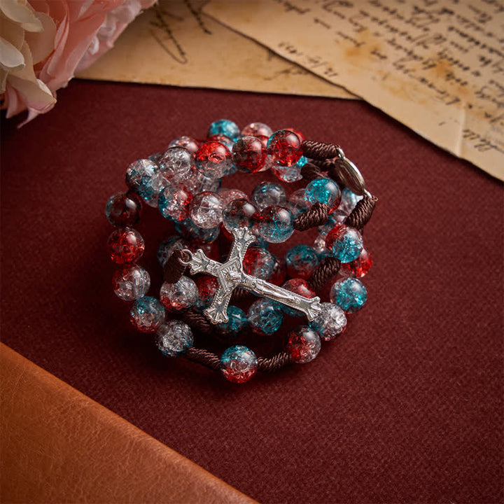 Christianartworkshop Weihnachtlicher, durchscheinender Rosenkranz aus Knisterperlen - image 6