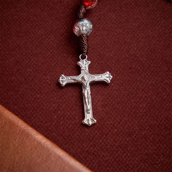 Christianartworkshop Weihnachtlicher, durchscheinender Rosenkranz aus Knisterperlen - image 9