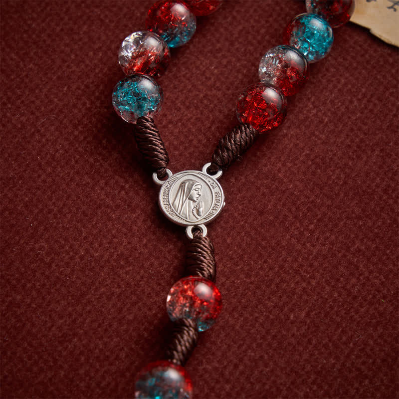 Christianartworkshop Weihnachtlicher, durchscheinender Rosenkranz aus Knisterperlen - image 8