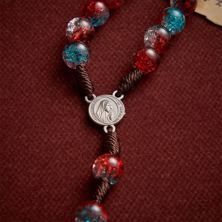 Christianartworkshop Weihnachtlicher, durchscheinender Rosenkranz aus Knisterperlen - image 8