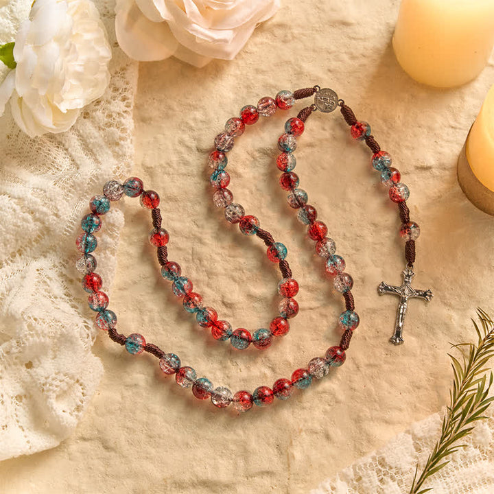 Christianartworkshop Weihnachtlicher, durchscheinender Rosenkranz aus Knisterperlen - image 2