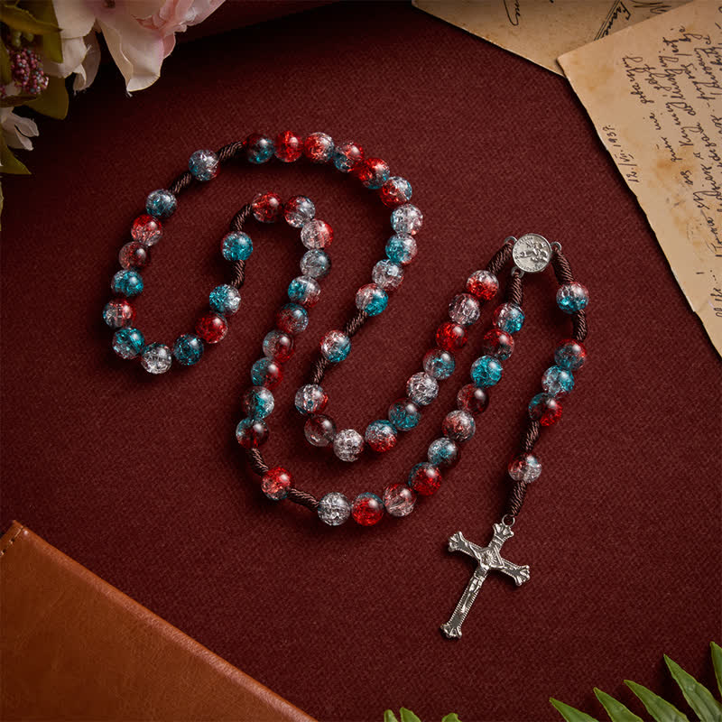 Christianartworkshop Weihnachtlicher, durchscheinender Rosenkranz aus Knisterperlen - image 4