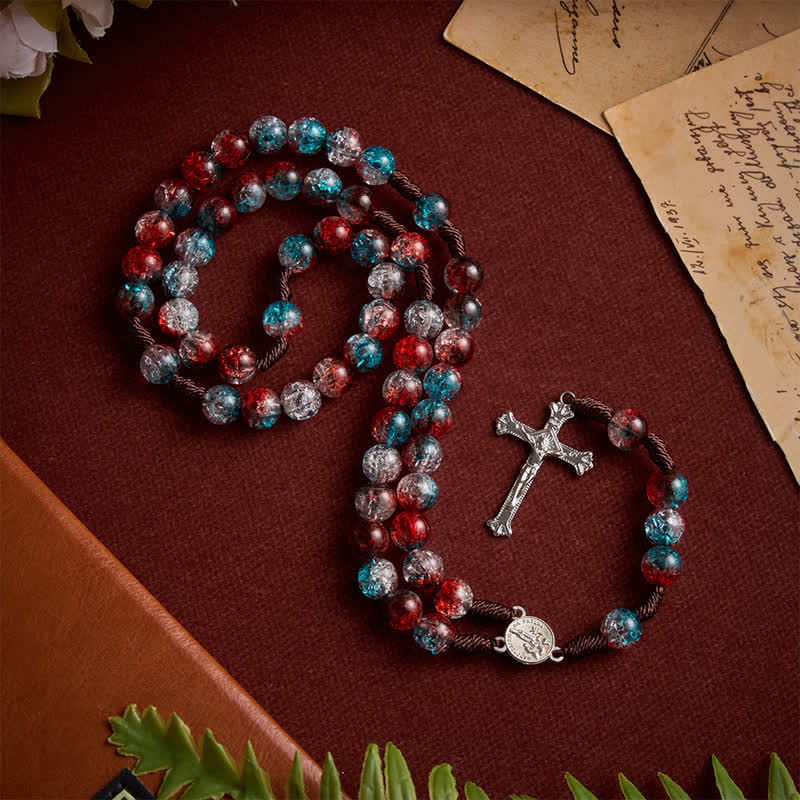 Christianartworkshop Weihnachtlicher, durchscheinender Rosenkranz aus Knisterperlen - image 5