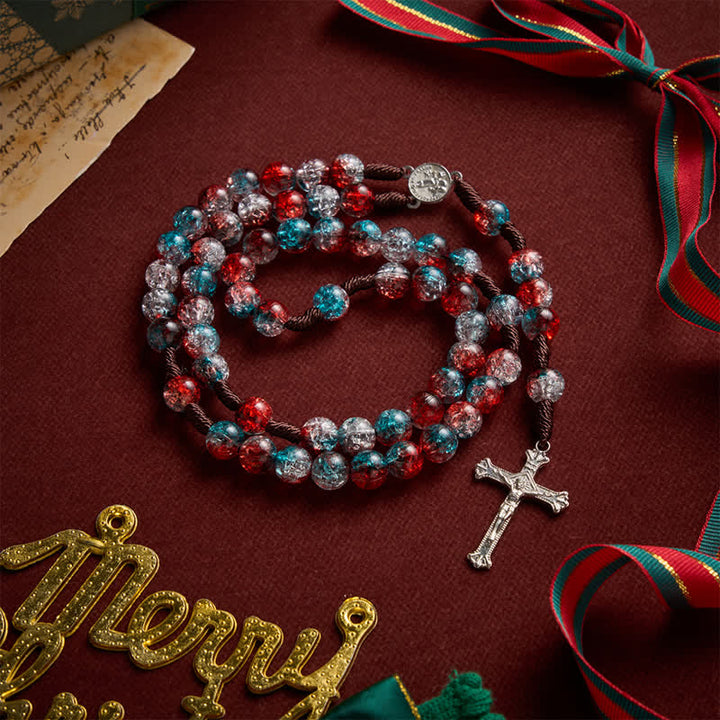 Christianartworkshop Weihnachtlicher, durchscheinender Rosenkranz aus Knisterperlen - image 0