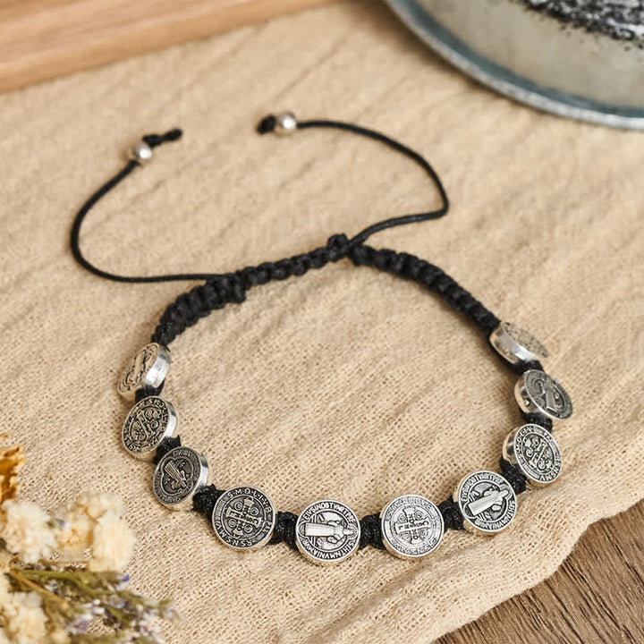 Christianartworkshop Geflochtenes Andachtsarmband mit St.-Benedikt-Medaille: Zeichen sanften göttlichen Trostes - Schwarz - image 4