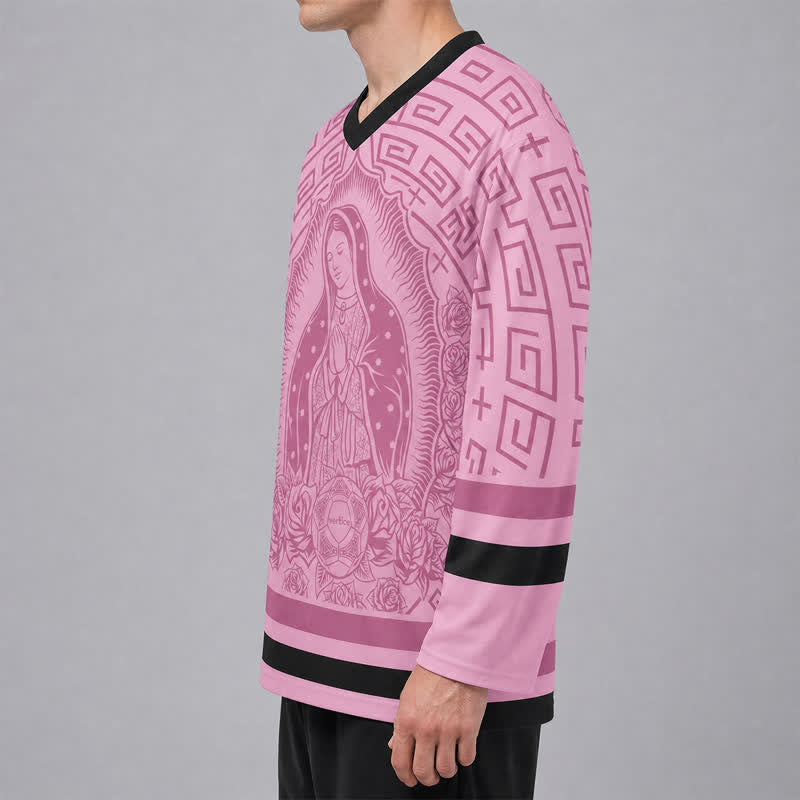 Christianartworkshop Rosa Madonna Rose Halo Hockey-Trikot mit V-Ausschnitt - image 5