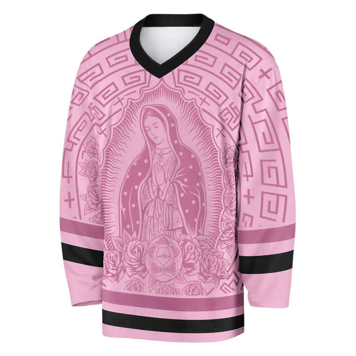 Christianartworkshop Rosa Madonna Rose Halo Hockey-Trikot mit V-Ausschnitt - image 2