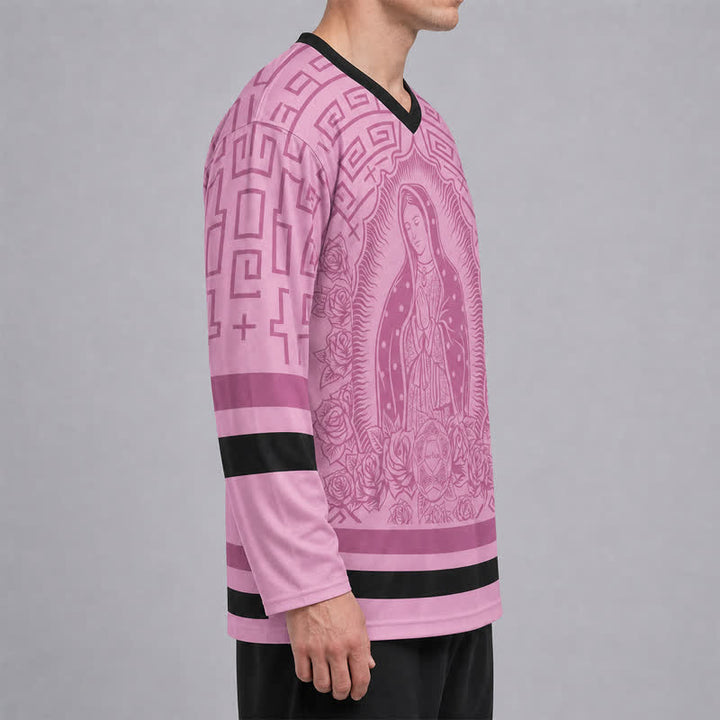Christianartworkshop Rosa Madonna Rose Halo Hockey-Trikot mit V-Ausschnitt - image 6