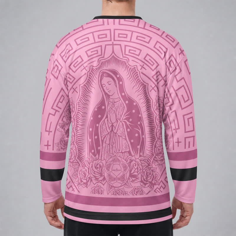 Christianartworkshop Rosa Madonna Rose Halo Hockey-Trikot mit V-Ausschnitt - image 4