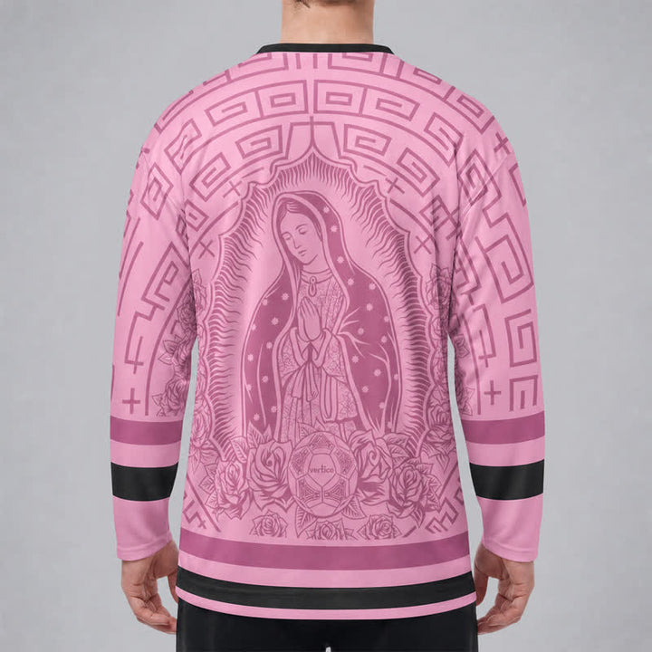 Christianartworkshop Rosa Madonna Rose Halo Hockey-Trikot mit V-Ausschnitt - image 4