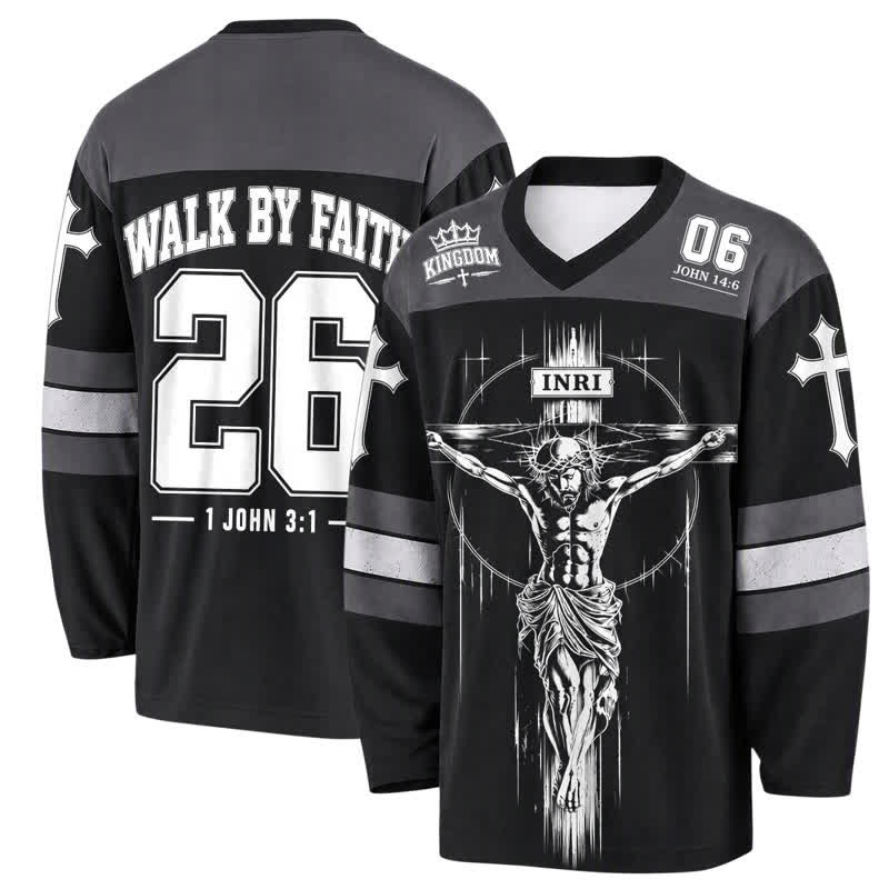 Christianartworkshop Walk By Faith Schwarzes Streetwear-Hockeytrikot - 5XL - image 0