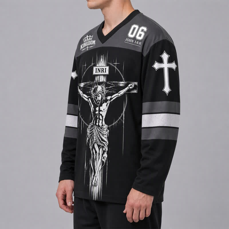 Christianartworkshop Walk By Faith Schwarzes Streetwear-Hockeytrikot - image 5