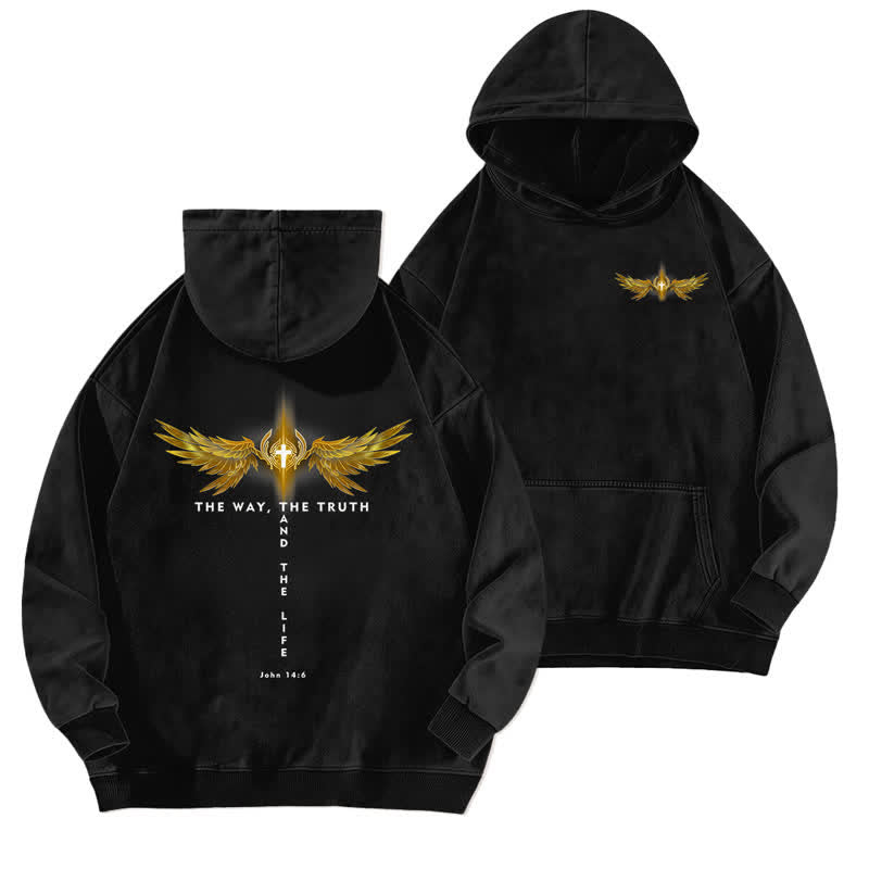 Christianartworkshop Der Weg, die Wahrheit und das Leben gewaschen Hoodie - Schwarz - 5XL - image 0