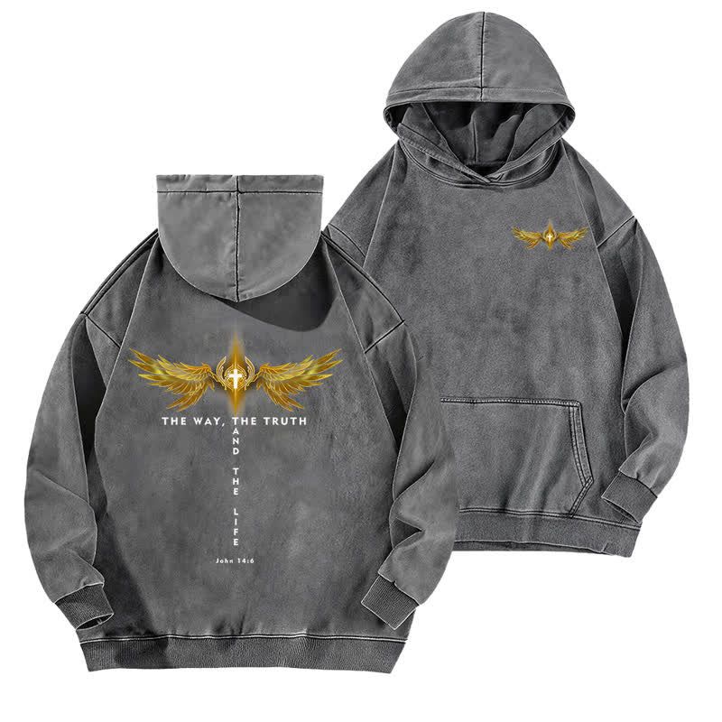 Christianartworkshop Der Weg, die Wahrheit und das Leben gewaschen Hoodie - Grau - 5XL - image 6