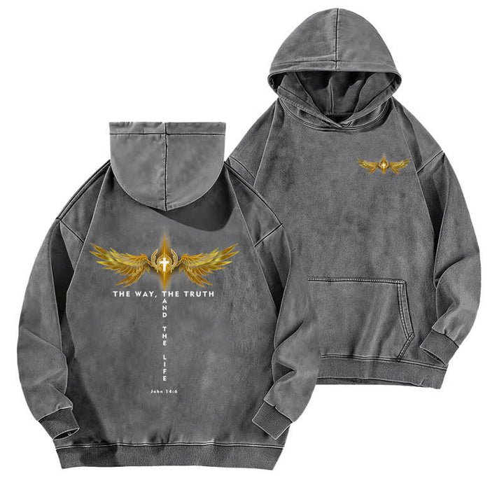 Christianartworkshop Der Weg, die Wahrheit und das Leben gewaschen Hoodie - Grau - 5XL - image 6