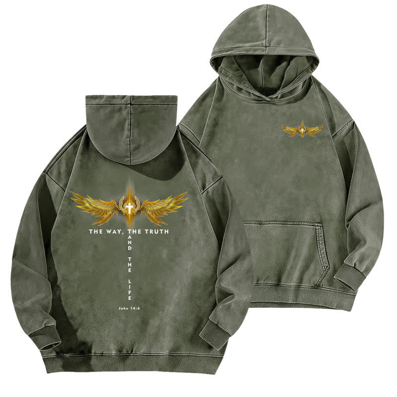 Christianartworkshop Der Weg, die Wahrheit und das Leben gewaschen Hoodie - Armeegrün - 5XL - image 12